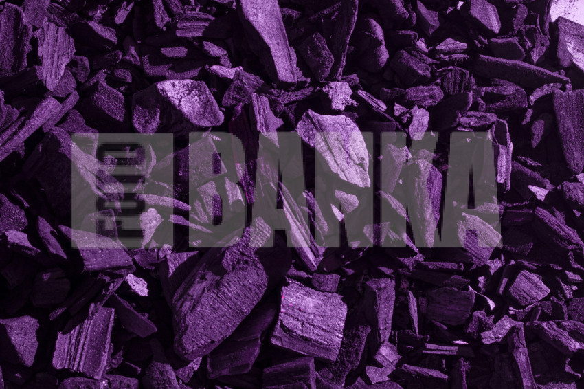 Natural black charcoal with a purple