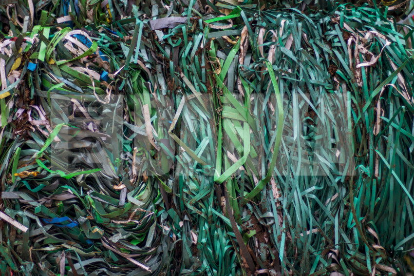 Green PP tape. Recycling.