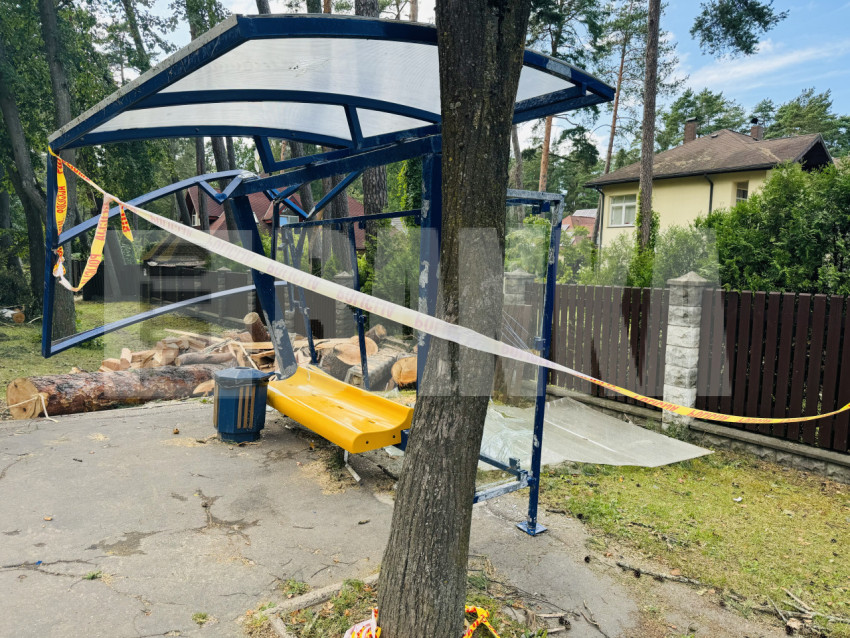 Bus stop after storm
